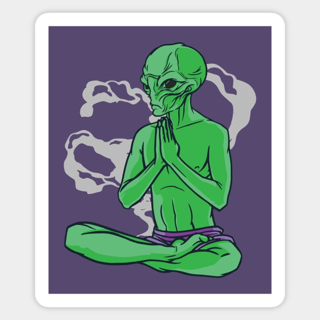 Funny Meditating Alien Martian Sticker by SLAG_Creative